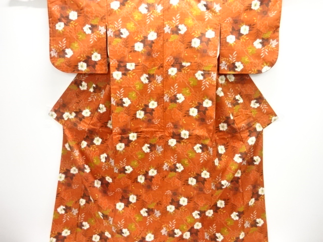 JAPANESE KIMONO / TSUMUGI / WOVEN FLORAL PLANTS